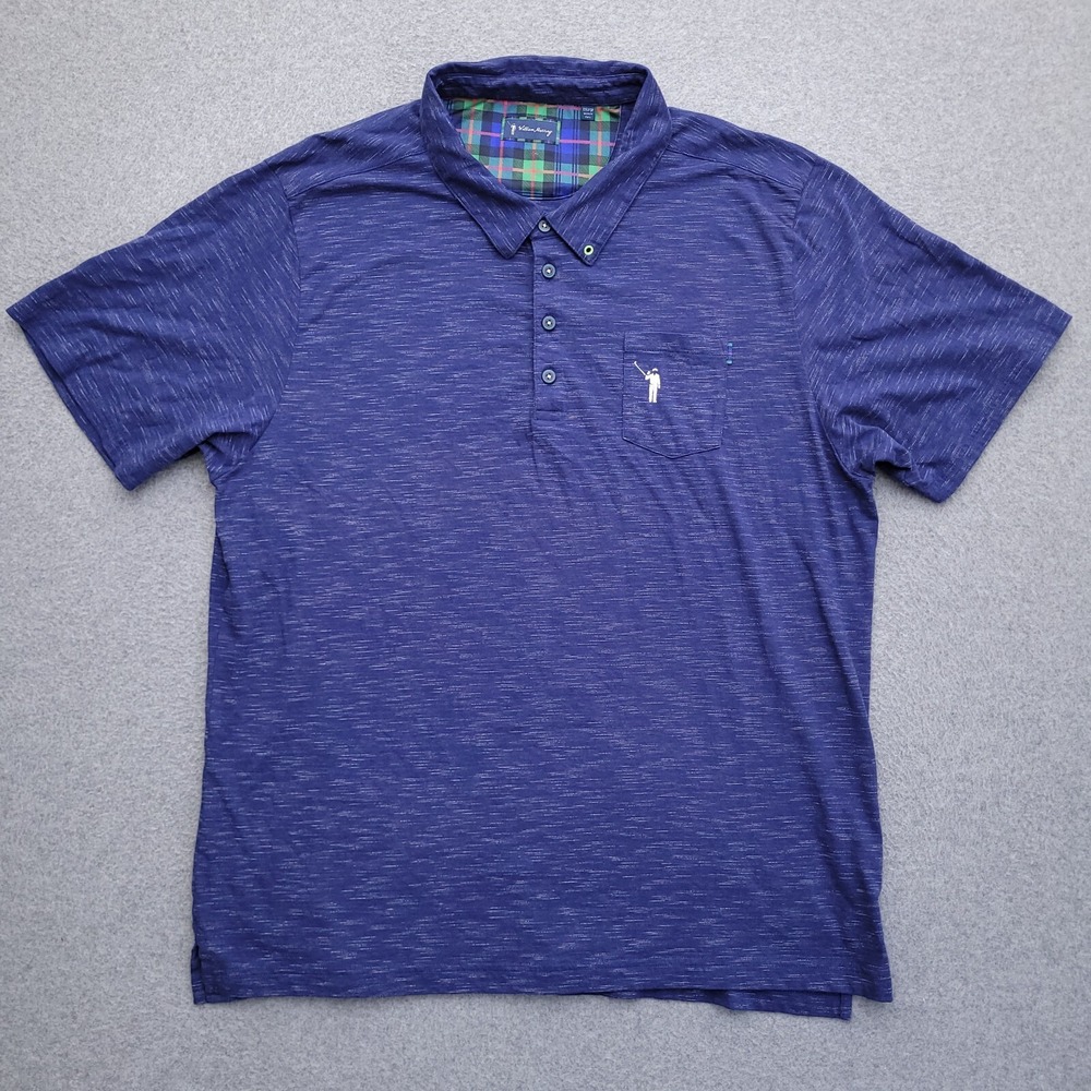 William Murray Polo Shirt Mens 2XL Heathered Blue Golf Performance Stretch
